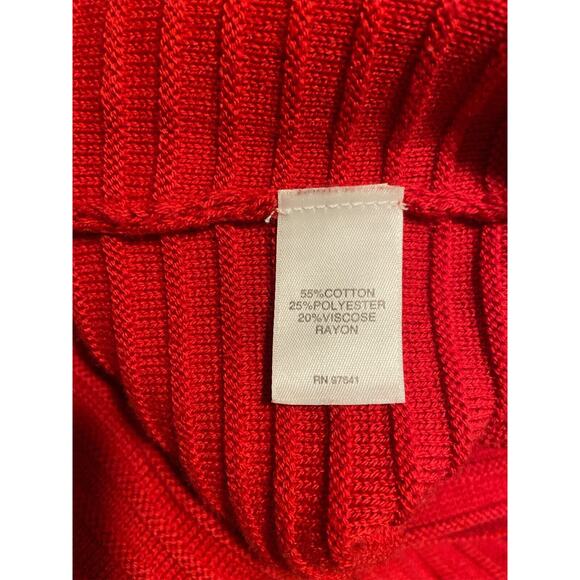 J Jill Long Cardigan Sweater Women Ribbed Medium Duster Pockets Academia‎ Red - Picture 6 of 6